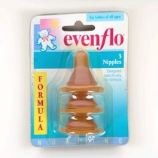 Vintage 1995 NEW Evenflo 3 Nipples Pack Formula Infant Baby Bottle USA SEALED