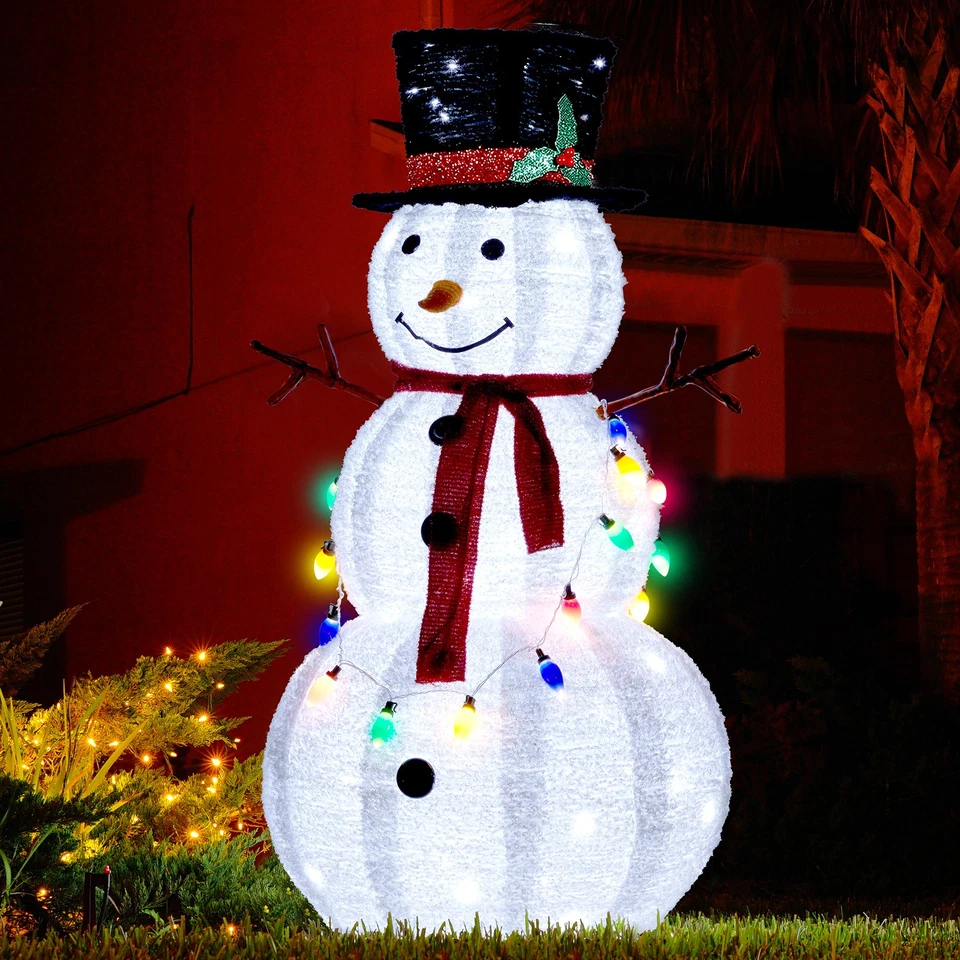 4ft Christmas Snowman with LED Lights for Garden Lawns Yards Easy to Install