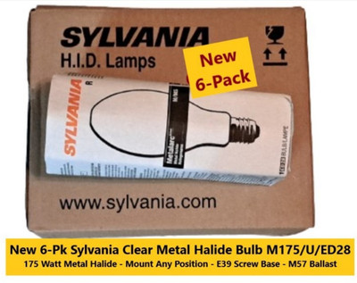 6-Pack New Sylvania Clear Metal Halide Bulb M175/U/ED28 Full Case