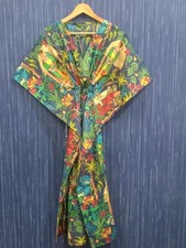 Indian Long Frida Khalo Print Cotton Kaftan Dress Night Maxi Dress Caftan Gown