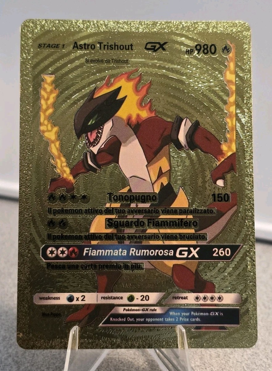 Pokémon Astro Trishout GX 980hp Gold Foil Fan Art Collector Card