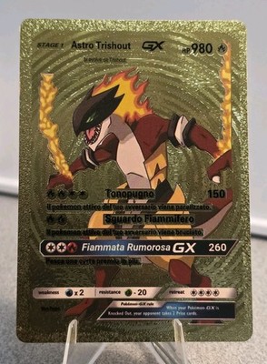 Pokémon Astro Trishout GX 980hp Gold Foil Fan Art Collector Card