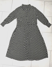 MARKS & SPENCER (M&S) GEOMETRIC PRINT LONG SLEEVE MIDI SHIRT DRESS, SIZE 18