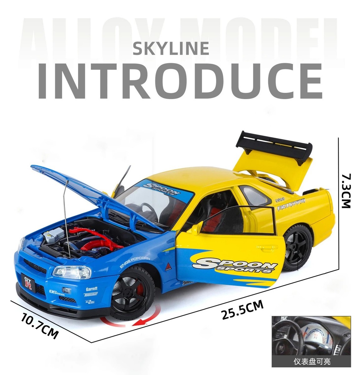 Large 1:18 Nissan Skyline GT-R R34 Diecast Model Car Sports