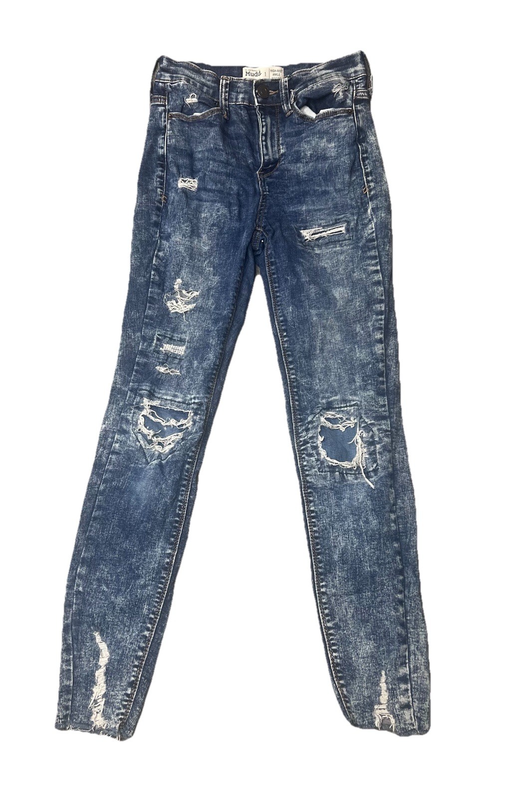 Mudd Denim Distressed High Rise FLX Stretch Ankle Jeggings Juniors Size 1