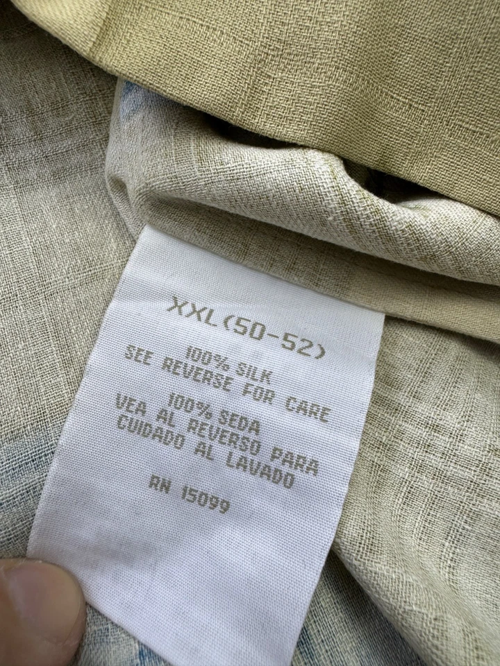 Trader Bay Shirt Men 2XL Beige Floral Silk Hawaiian Tropical Camp Button Up - Image 4 of 4