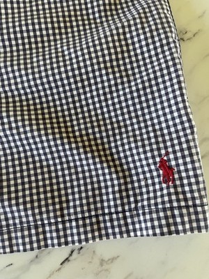 Ralph Lauren Polo Sport Men's Gingham Swim Trunks XL Lined Elastic Waist Pockets