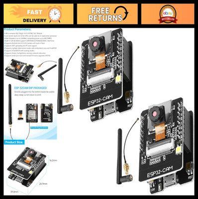 2-Pack ESP32 CAM Development Boards, WiFi/Bluetooth, Dual Core, OV2640 Camera, I