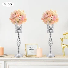 10Pcs Metal Wedding Table Centerpieces Crystal Flower Vase Stand Party Decor