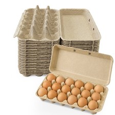 MT Products Brown Flat Top Egg Cartons 18 Count Pulp 20 Pack - Made in USA