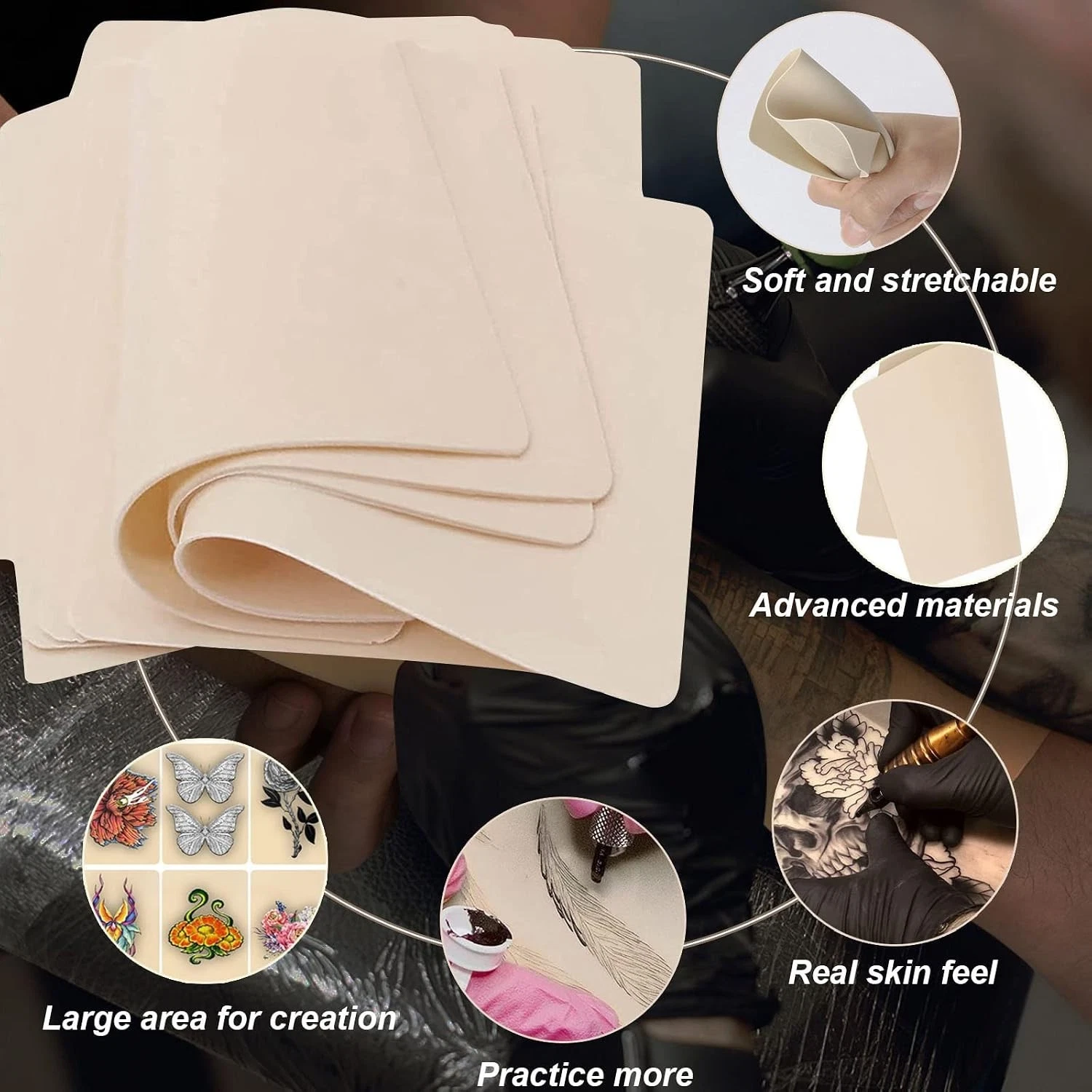 Durable 10-Piece Tattoo Practice Skin Set - Double-Sided for Advanced Techniques - product detail image 7