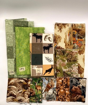 Vintage Animal Print Fabric Bundle Bear Deer Moose Eagle Hunting Quilt Cotton