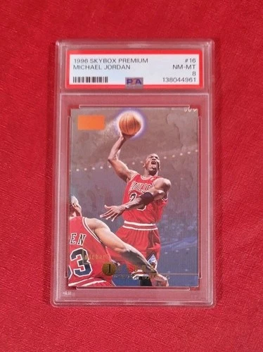1996 SkyBox Premium #16 Michael Jordan  Chicago Bulls NBA Card PSA 8
