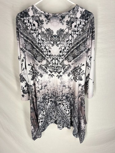 ONEWORLD Top Gr. M schwarz grau asymmetrisch Spitzendetail romantisch Laune NEU - Bild 5 von 5