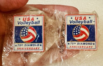 Vintage USA Volleyball 75th Diamond Anniversary Team Olympic Years Pin LOT (2)
