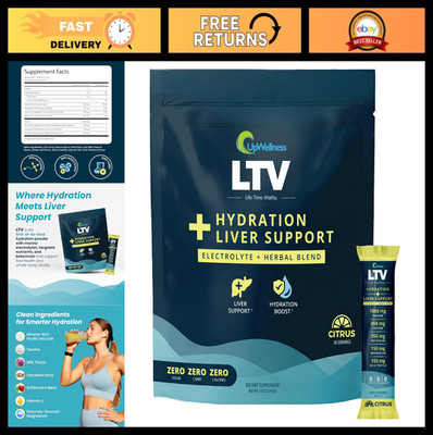 Electrolyte Powder Packets for Instant Hydration & Liver Support - 30 Citrus Pac