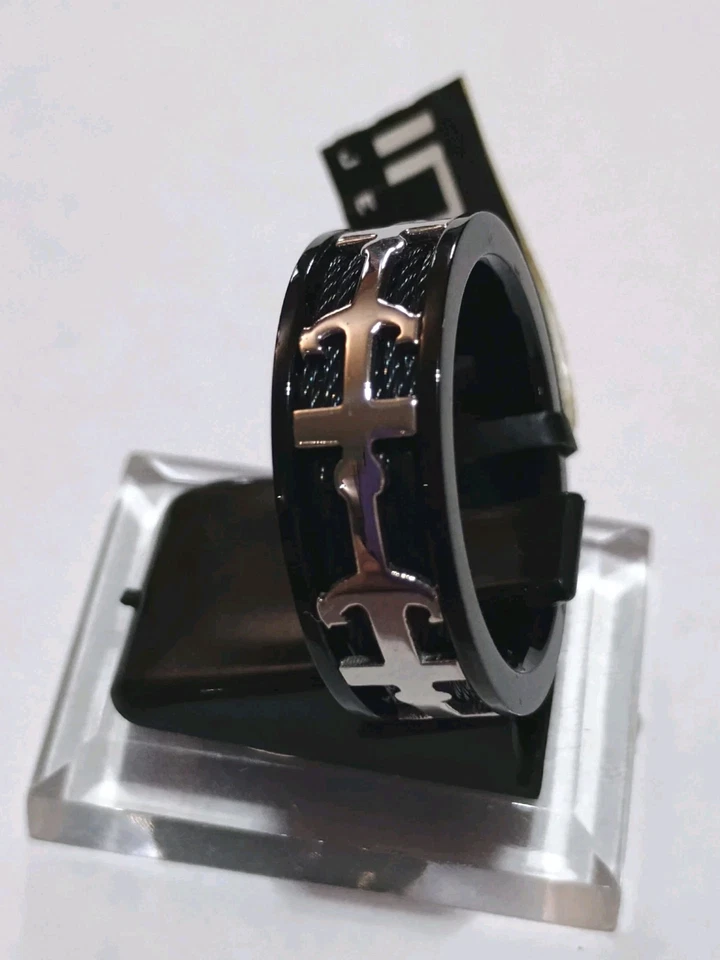 Black INOX Stainless Steel Anchor Ring Band – Nautical Design,Size 12 - Image 4 of 4