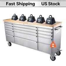 Lockablewheels 72in Heavyduty Mobile Toolchest Workbench 15drawers Steel Lock