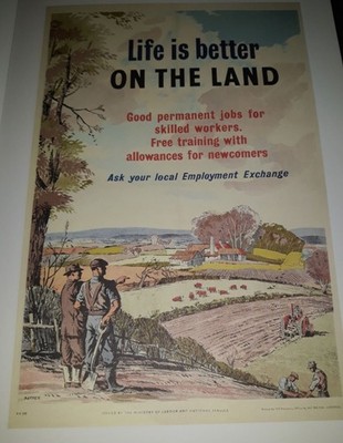 Das Leben ist besser auf dem Land 1950er Public Info Poster, Arbeitsministerium UK Farm