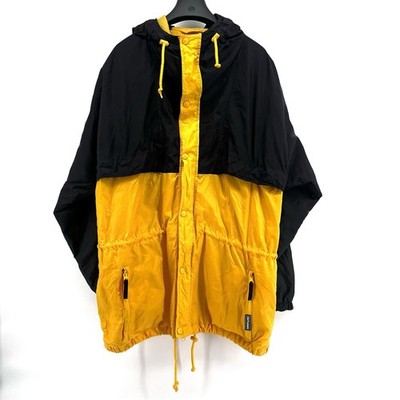 Vintage Helly Hansen Yellow Black Windbreaker Jacket Men s Size L Hooded Nylon