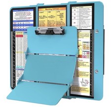Nursing Clipboard Foldable Aluminum w/ Nursing and Medical Cheat Charts Clip