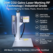 DAVI D35L RF-CO2 35W Galvo Laser Marking Machine Wood Engraving with Honeycomb