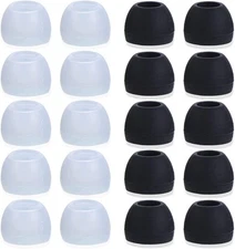 Earbud Tips 20pcs Medium Silicone Black Clear Covers Universal Audio Use