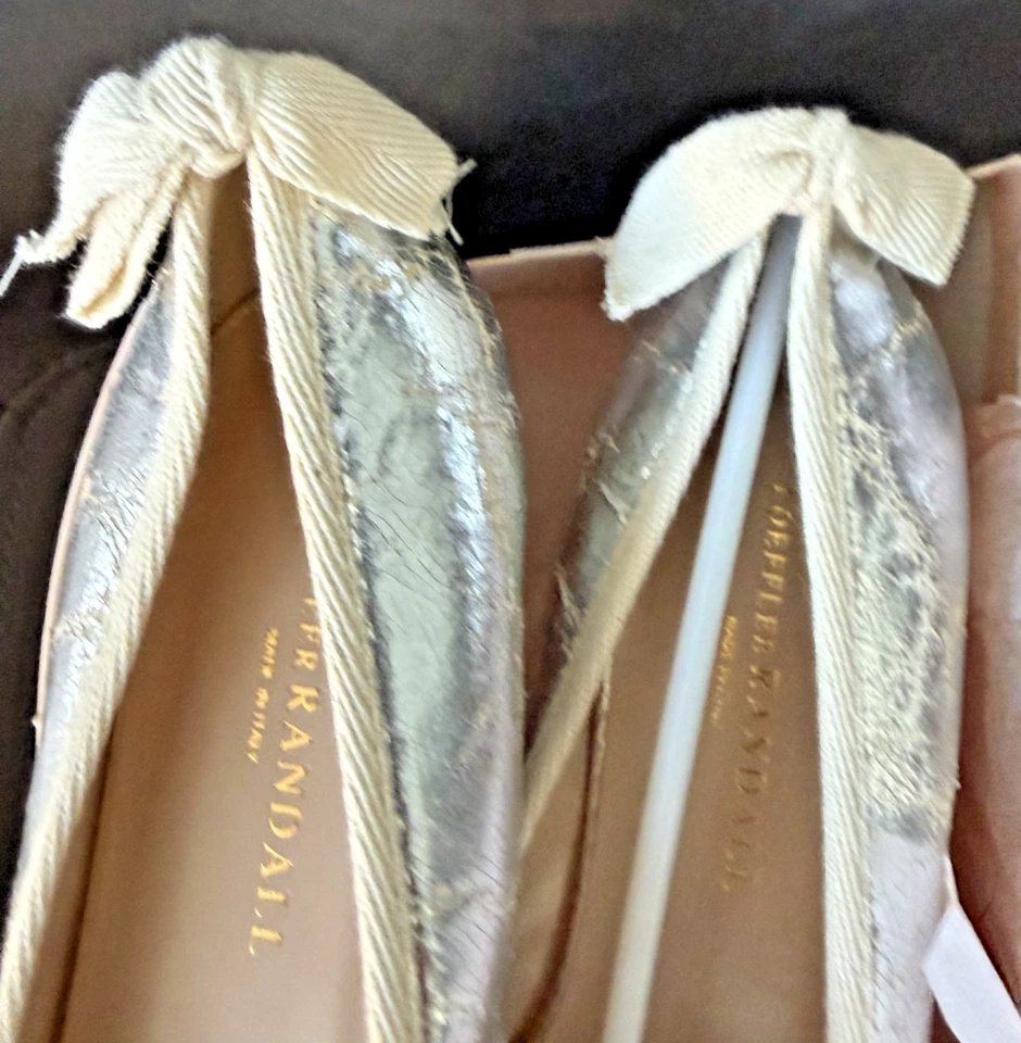 Loeffler Randall балетки женщин 10B Hedda туфли серебро кожаный бант бедствия - Изображение 4 из 4