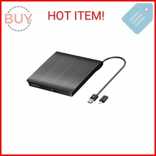 ROOFULL External CD DVD Drive for Laptop, USB 3.0 Type-C Portable CD/DVD Player 