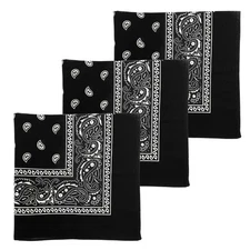 3 PCS 100% Cotton 22" Paisley Pattern Bandana Handkerchief Headband Scarf