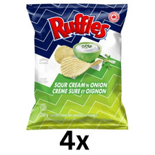 4 x Ruffles Sour Cream 'n Onion Flavored Potato Chips, 200g - FREE SHIPPING