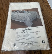 Vtg Quaker Lace Tablecloth Devon Oblong Natural Color Easy Care 52 X 70 NEW USA