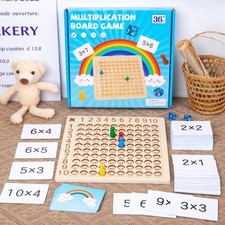 Wooden 99 Multiplication Board Game Montessori Math Counting Hundred Board Toy