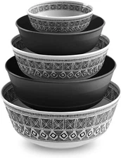 Member's Mark Ten (10) Piece Melamine Nesting Bowls with Lids Printmaker Design