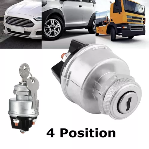 Ignition Key Starter Switch With 2 Keys For Car Tractor Trailer Universal Silver