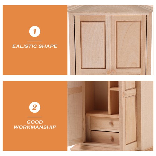 Mini Wardrobe Small Closet Miniature Model Furniture for Dollhouse - Picture 11 of 12