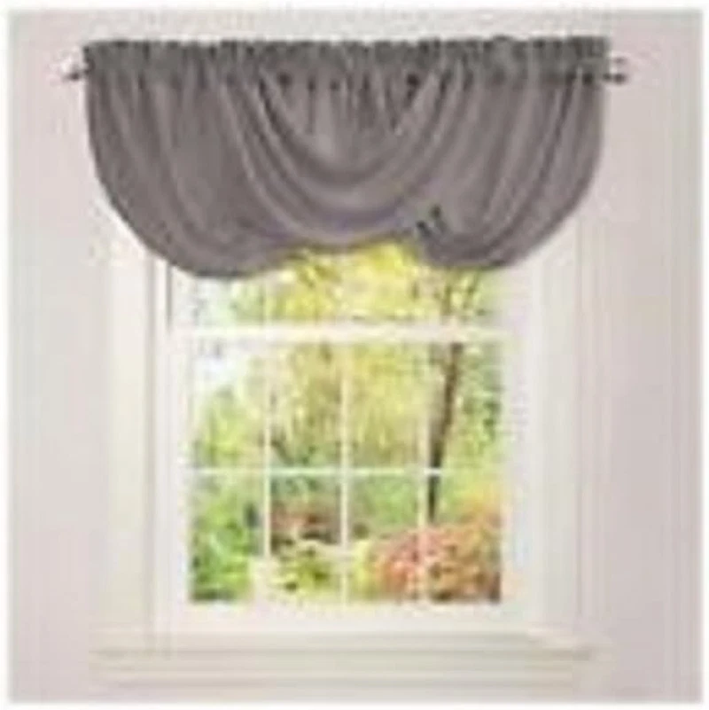 Lucia Gray Waterfall Valance - Elegant Soft Polyester Curtain for Any Room - Image 4 of 4