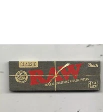 4 Packs RAW Black Classic 1 1/4 Size Rolling Paper - 1 PACK - 50 Leaves Per Pack
