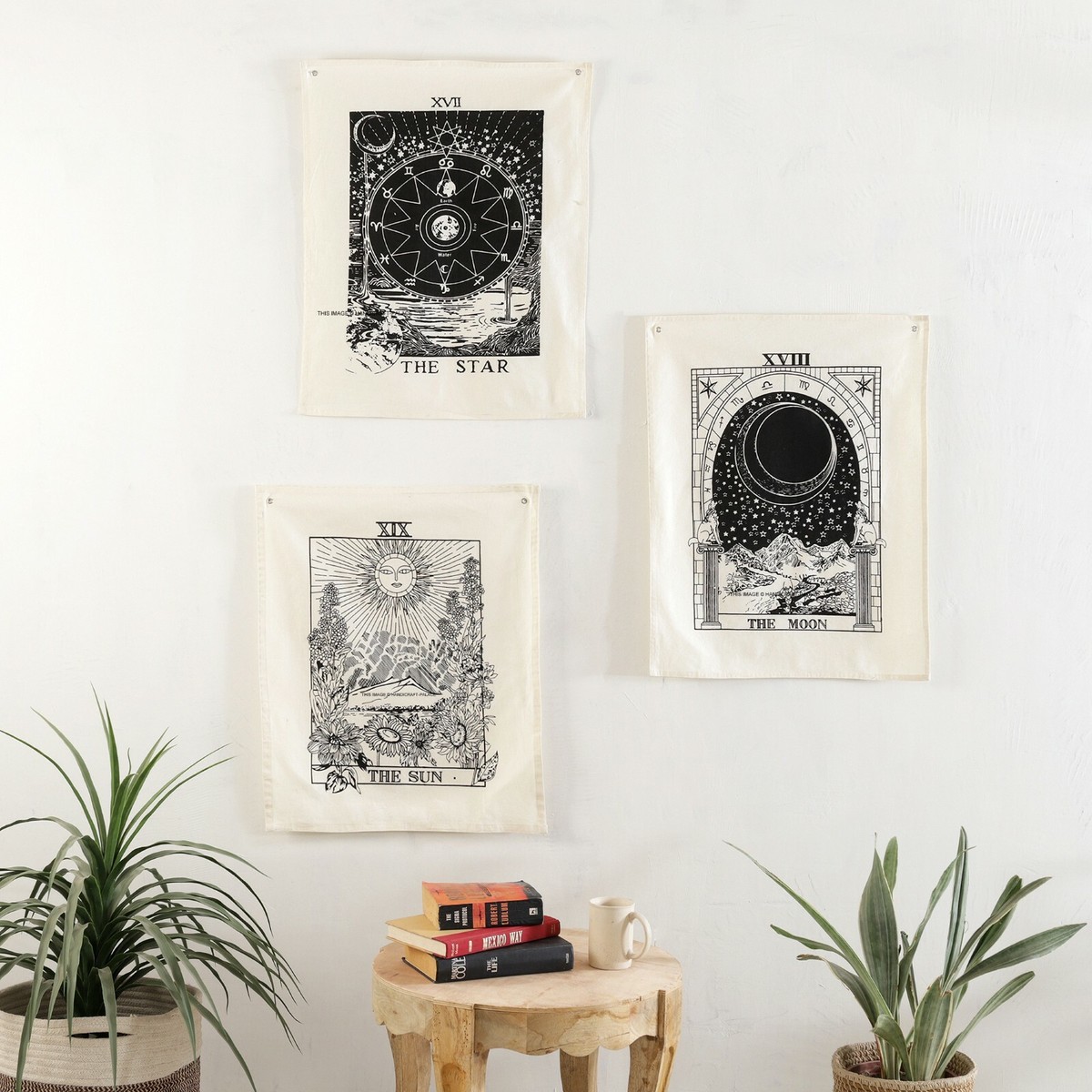 Tarot Card Fabric Wall Tapestry- The Moon -The Star -The Sun Home