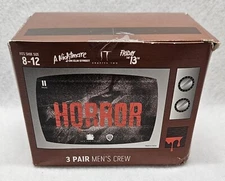 Bioworld Horror 3 Pair Men's Crew Socks-Fits Sock Size 10-13, Shoe Size 8-12/New