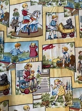 Michael Miller C0056 PLAYTIME Retro Yellow Childrens Cotton Fabric 2 & 1/2 Yds