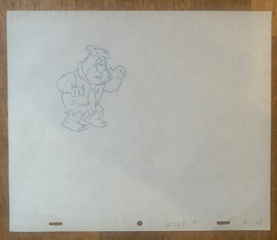 Original Feuerstein Produktion Kunstwerk Cartoon Bleistift Zeichnung Skizze Fred