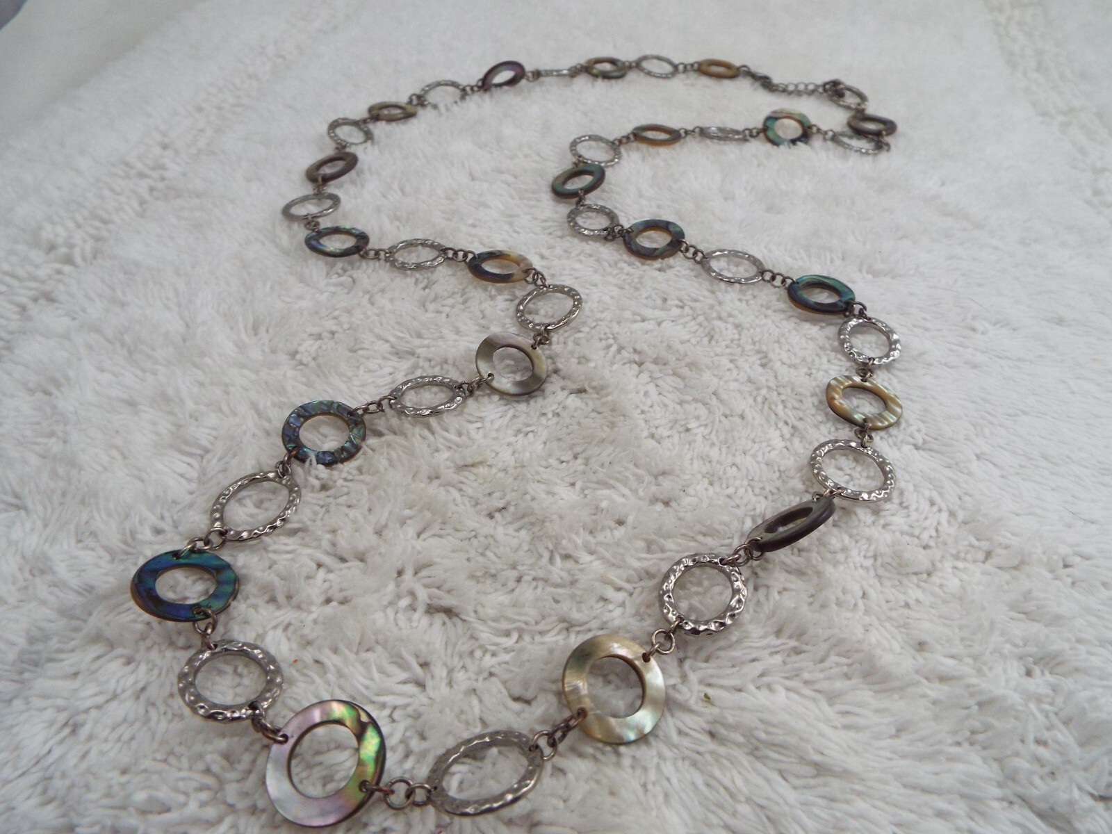 Silvertone Shell Ring Necklace (J23) - image 2