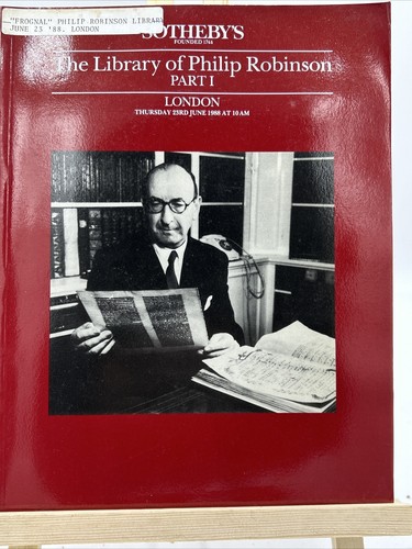 Sotheby’s Catalog: Philip Robinson Collection Part 1- June 1988- Prices Realized