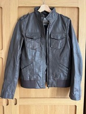 Esprit Leather Biker Jacket Light Brown Size S