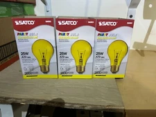 New 3-pack lot Satco Party Light Yellow transparent party light bulb S6083