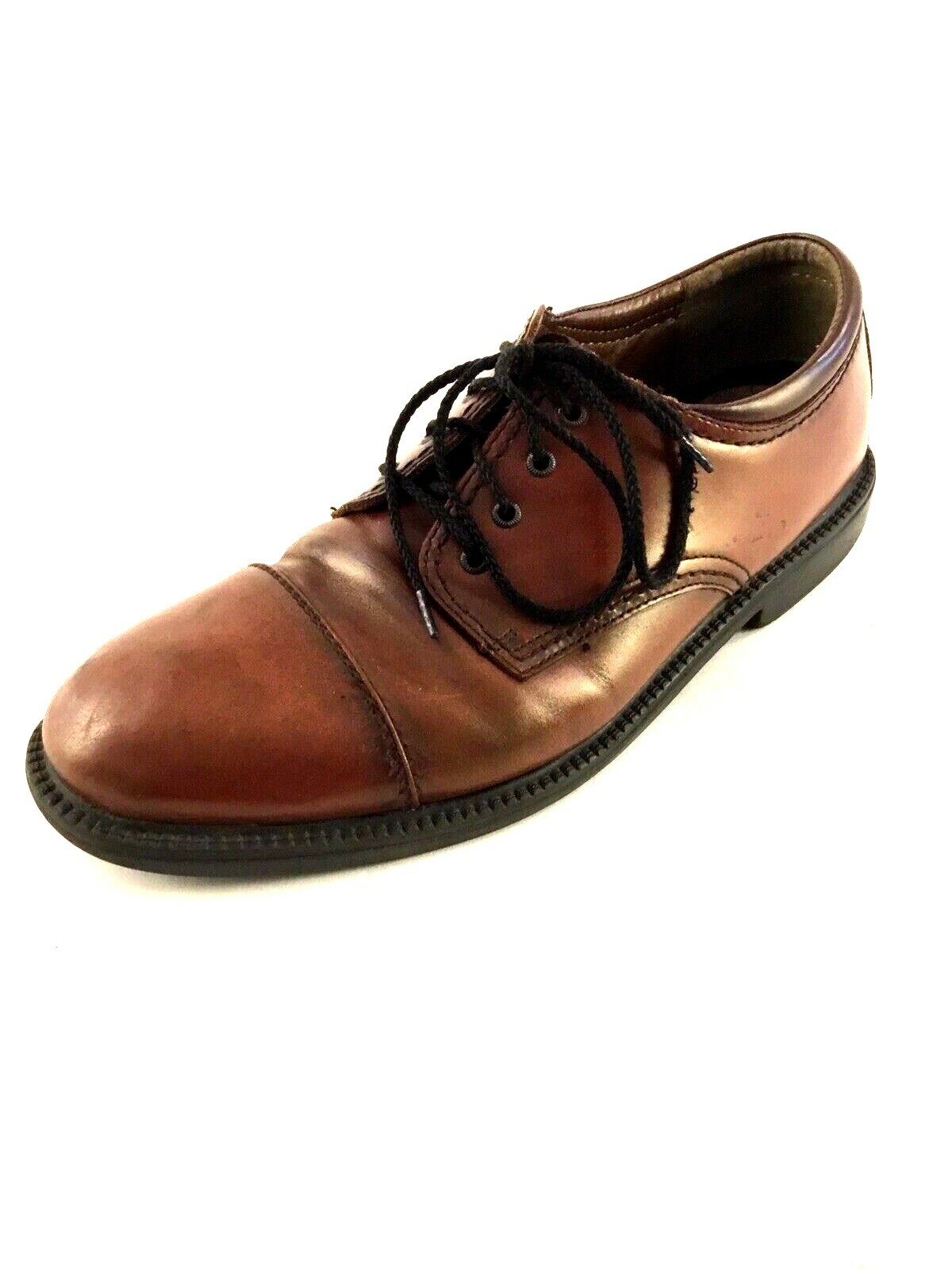 SAOLA Scarpa Oxford Dockers da uomo in pelle marrone con lacci e punta a cappuccio taglia 10