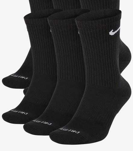Nike Everyday Plus Cushion Crew Socks Black 6 Pack Size 8-12 Mens NEW SX6897-010 | eBay