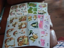 6X 3D SHEETS FOR SCRAPBOOKING TBZ/SCISSORS NEW/RELIEF/GLOSSY NEW (D802)