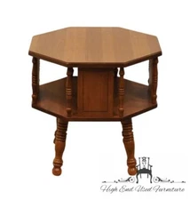 TELL CITY Solid Hard Rock Maple Colonial Early American 23" Octagonal Accent ...